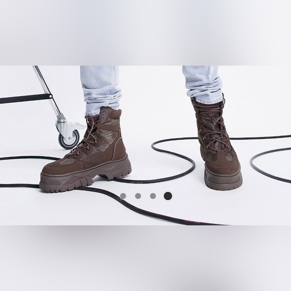 ASOS DESIGN lace up boots in brown faux suede on chunky sole. New; UNWORN - Picture 3 of 3